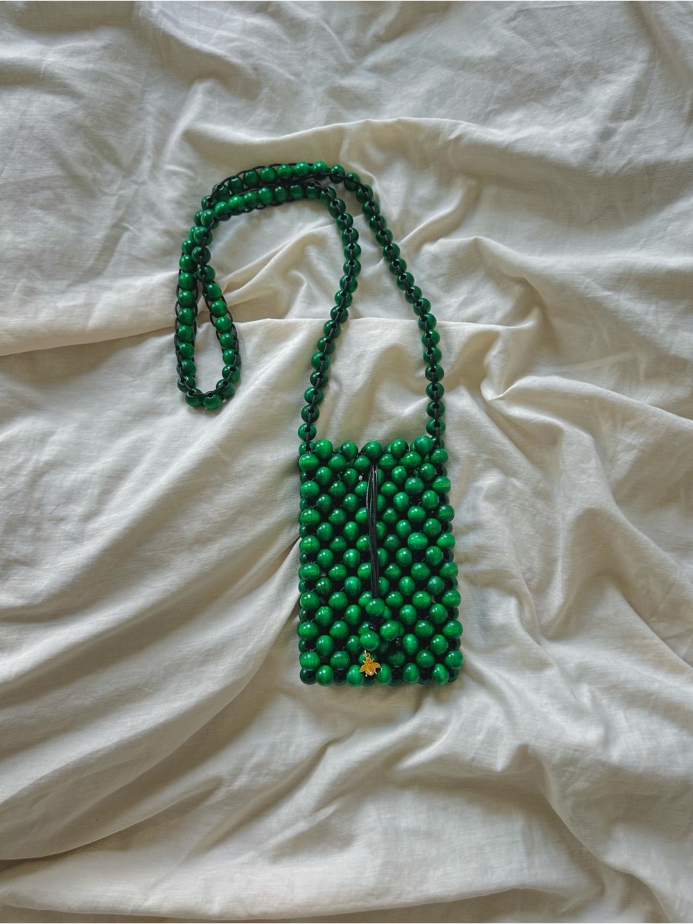 Green Beaded Crossbody Handmade Phone Bag